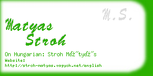 matyas stroh business card